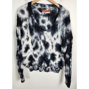 Anthropologie Pilcro Women's Sz. M Joni Navy & White Tie Dye Cable Knit Sweater